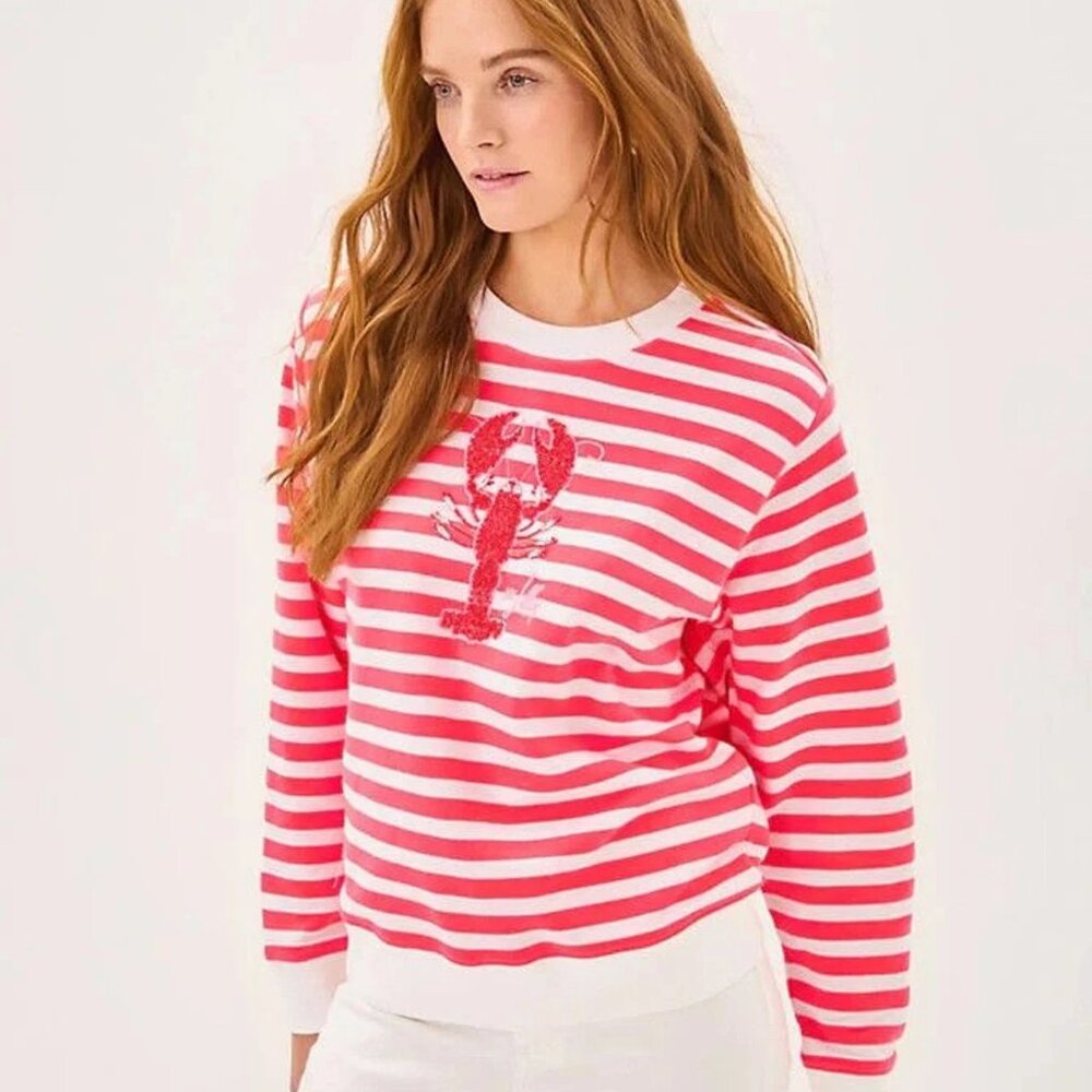 NWT Lilly Pulitzer Ballad Sweatshirt 2XL Cane Coral Lobster Embroidered